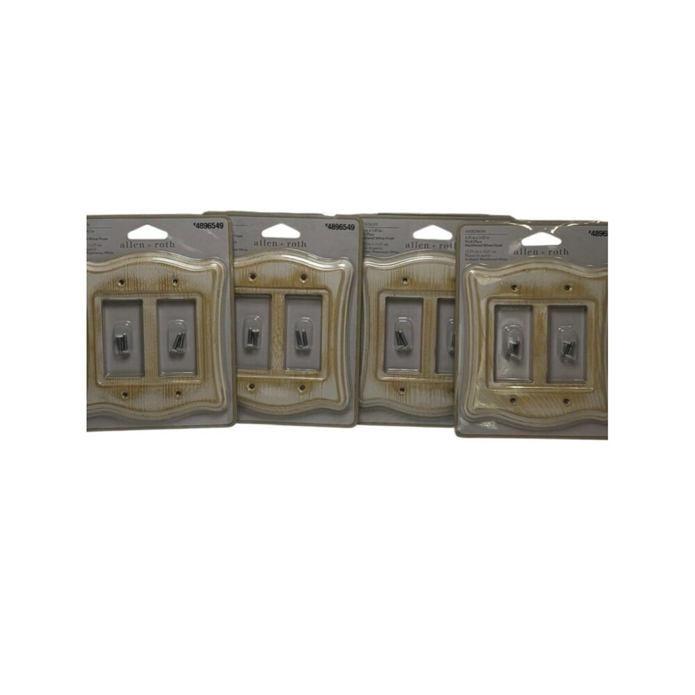 Allen + Roth Avignon 2-Gang  Rocker Wall Plates Weathered White Wood Finish Lot